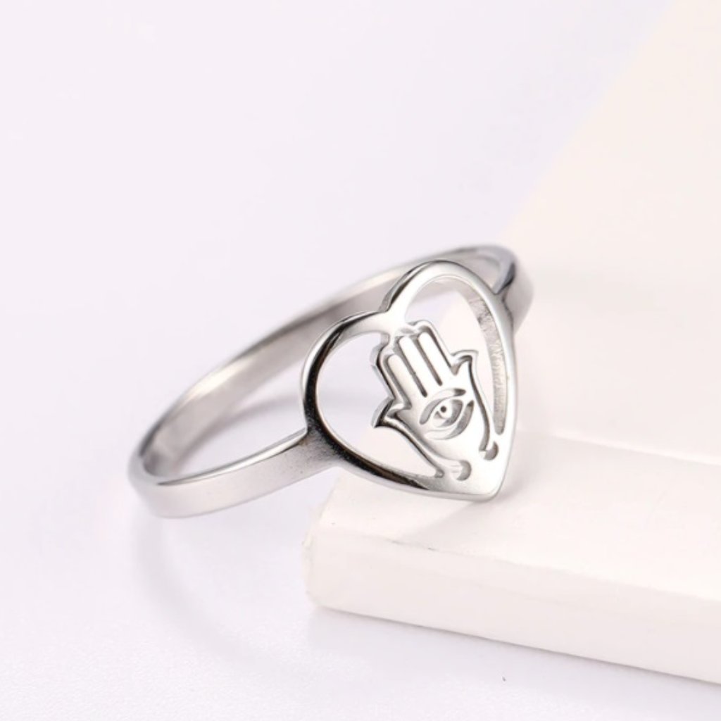 Stainless Steel Hamsa Hand Of Fatima Ring